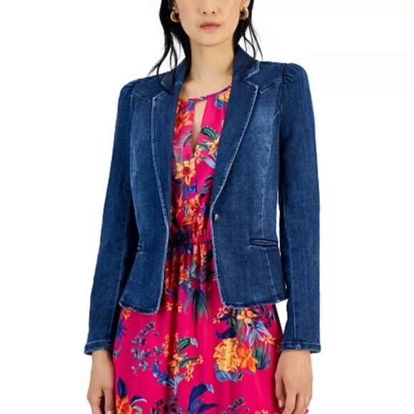 INC 💙 》Denim Blazer Jacket - Picture 14 of 15